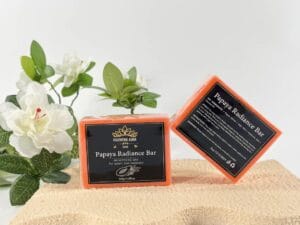 Papaya Radiance Bar Kojic Acid Brightening Soap with papaya extract, coconut oil, and hyaluronic acid for brighter-looking and even-toned skin