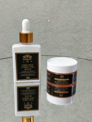 Valentine Aura Luxe Dark Spot Correcting Duo serum and targeted gel for uneven skin tone